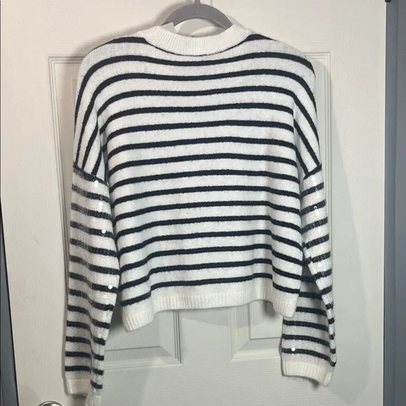 Vince Camuto White and Black Striped Sweater - Picture 3 of 3